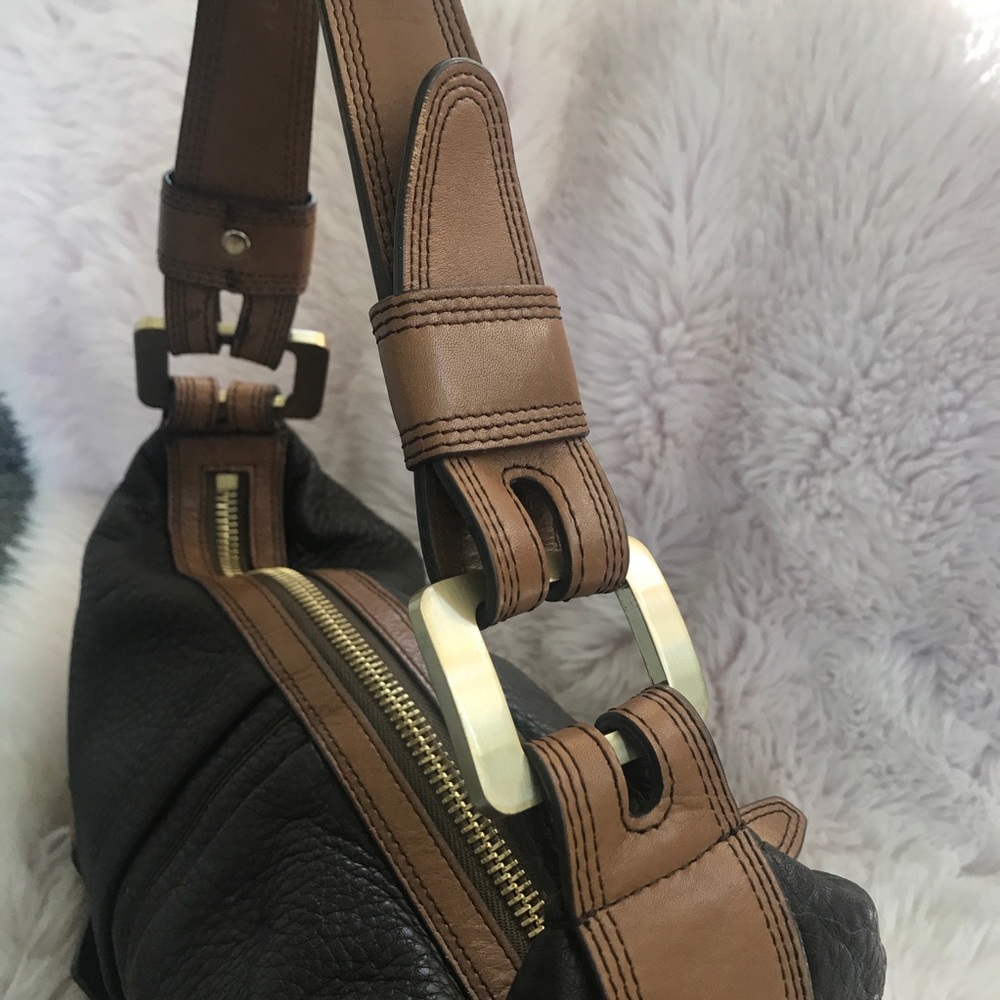 Vintage Michael Kors Harness brown tan pebbled leather purse - Picture 10 of 13